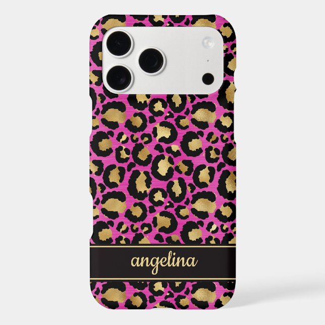 Gold Foil On Hot Pink Leopard Print Monogrammed (Back)