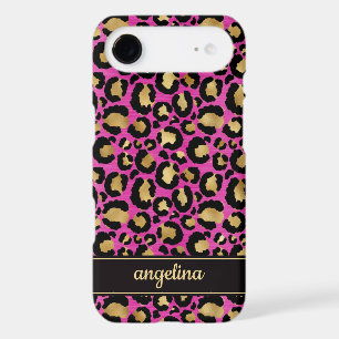 Gold Foil On Hot Pink Leopard Print Monogrammed