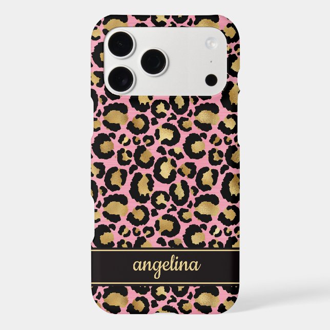 Gold Foil On Pink Leopard Print Monogrammed (Back)