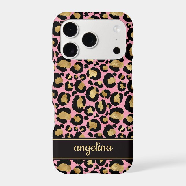 Gold Foil On Pink Leopard Print Monogrammed (Back)