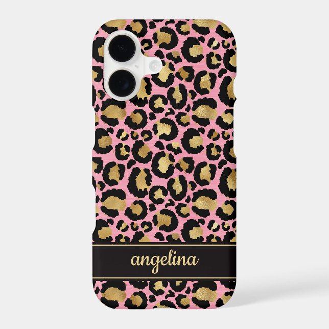 Gold Foil On Pink Leopard Print Monogrammed (Back)