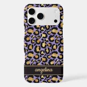 Gold Foil On Purple Leopard Print Monogrammed