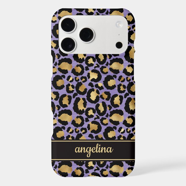 Gold Foil On Purple Leopard Print Monogrammed (Back)