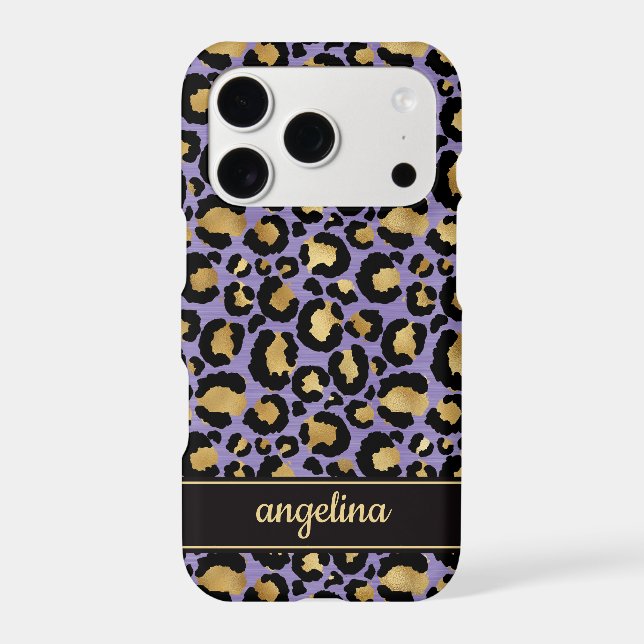 Gold Foil On Purple Leopard Print Monogrammed (Back)