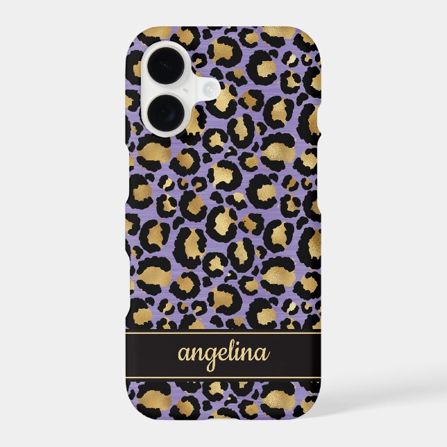 Gold Foil On Purple Leopard Print Monogrammed (Back)
