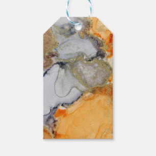 Gold Foil Orange Grey Custom Chic Abstract Art Gift Tags