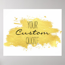 Gold foil paint stroke Personalised quote print