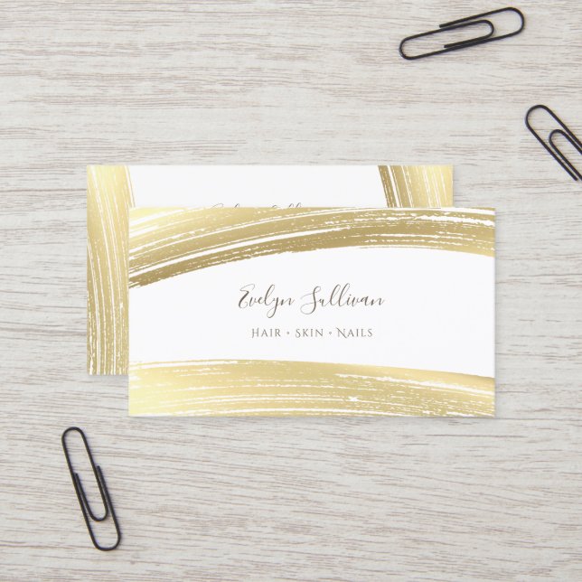 Gold foil paint strokes business card (Front/Back In Situ)