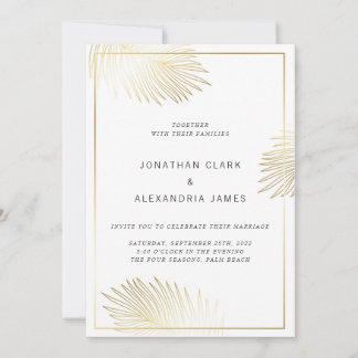 Gold Foil Palm Leaf Wedding Invitation