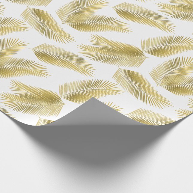 Gold Foil Palm Leaves Pattern Wrapping Paper (Corner)