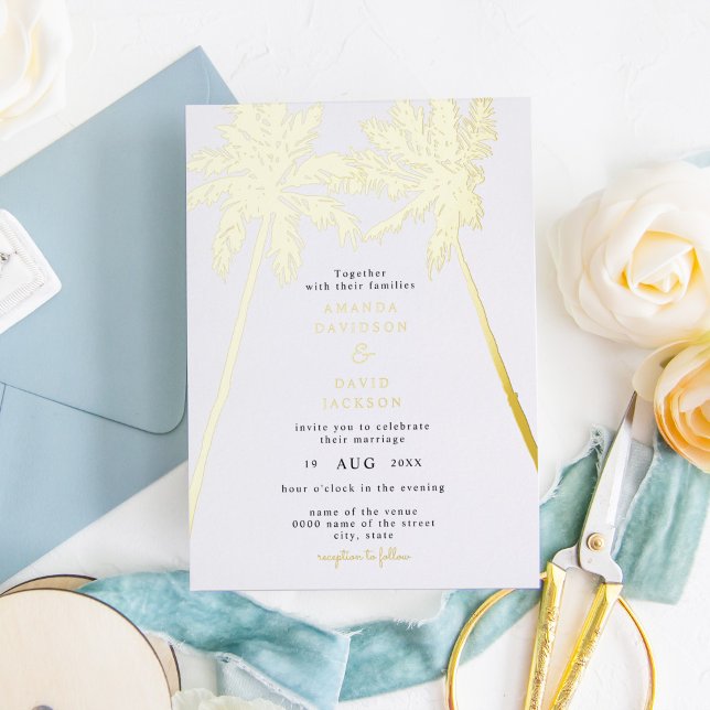 Gold Foil Palm Tree Minimalist Beach Boho Wedding (Creator Uploaded)
