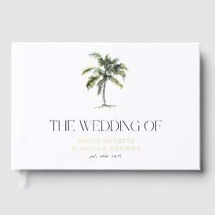 Gold Foil Palm Tree Tropical Beach Wedding  Guest Book