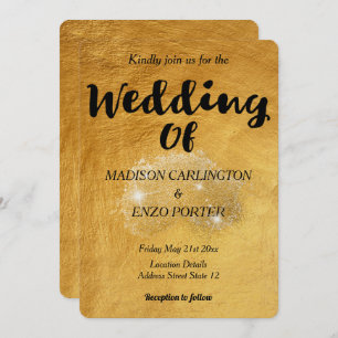 Gold Foil Paper Texture Glitter Invitation
