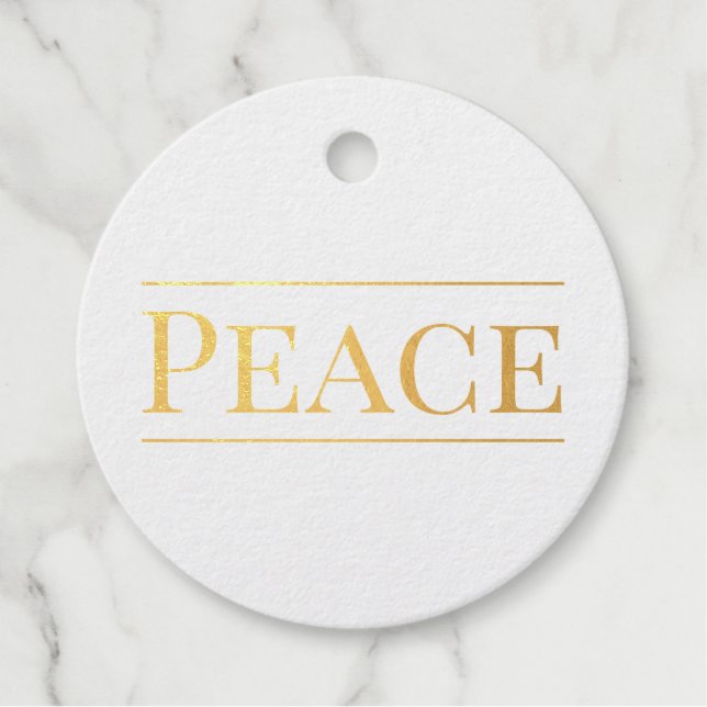 Gold Foil PEACE  Favour Tags (Front)
