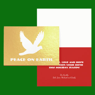 Gold Foil Peace on Earth Christmas Card