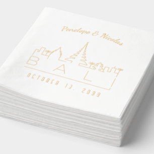 Gold Foil Personalised Bali Wedding Napkins