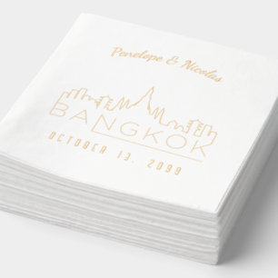 Gold Foil Personalised Bangkok Wedding Napkins