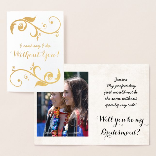 Gold Foil Personalised Bridesmaid Card (Display)