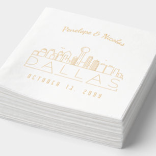 Gold Foil Personalised Dallas Wedding Napkins