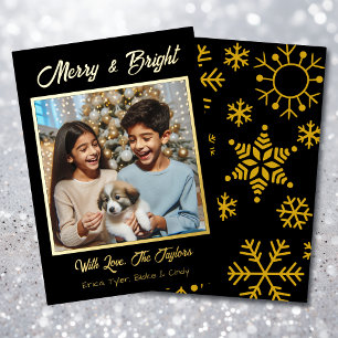 Gold Foil Personalised Family Photo Christmas Foil Holiday Card