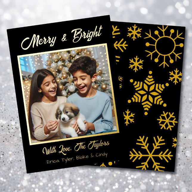 Gold Foil Personalised Family Photo Christmas Foil Holiday Card (Creator Uploaded)