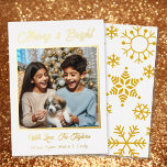 Gold Foil Personalised Family Photo Christmas Foil Holiday Card<br><div class="desc">Pretty elegant gold foil Christmas cards. Just upload your family photo in the personalise area. You can edit the text to say what you want and add your names. Pretty gold snowflake background.</div>