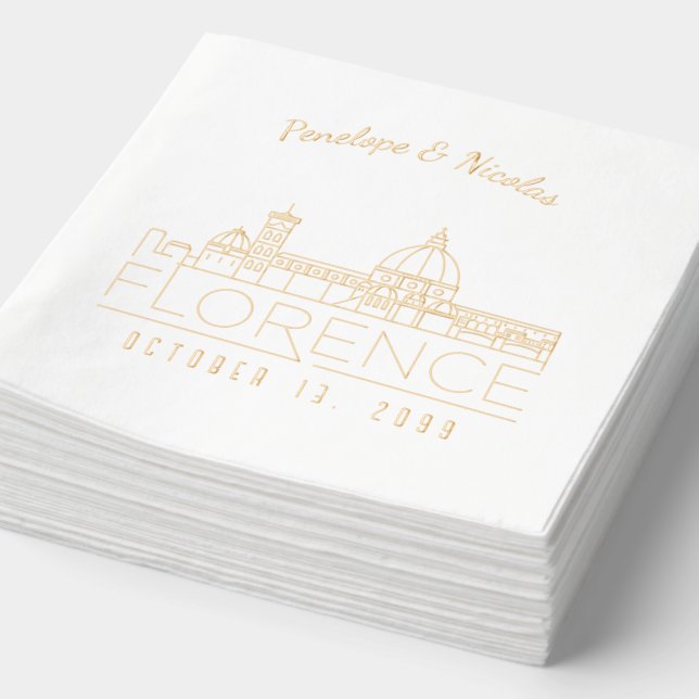 Gold Foil Personalised Florence Wedding Napkins (Detail)