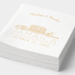 Gold Foil Personalised Jamaica Wedding Napkins