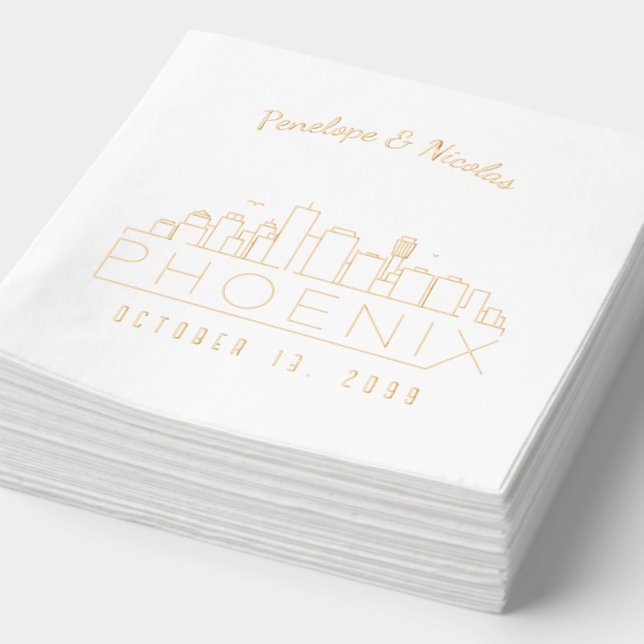 Gold Foil Personalised Phoenix Wedding Napkins (Detail)