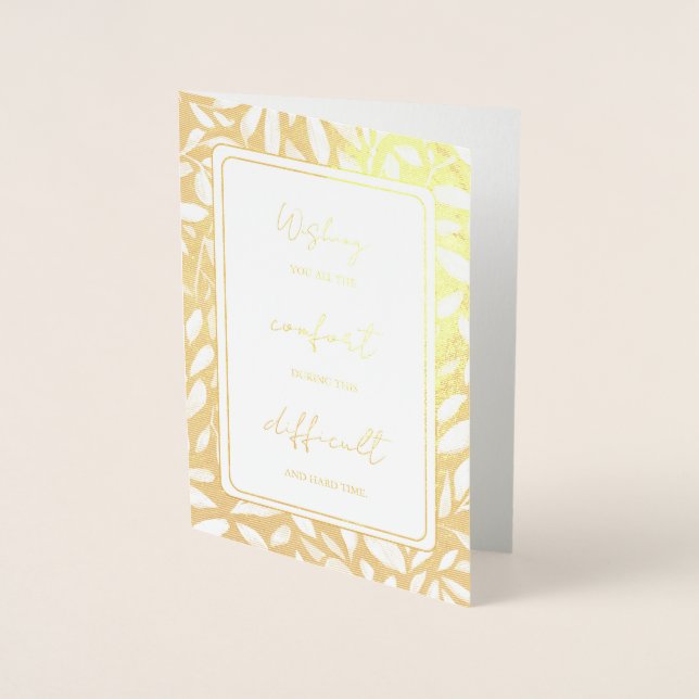 Gold Foil Personalised Sympathy card. Foil Card (Front)