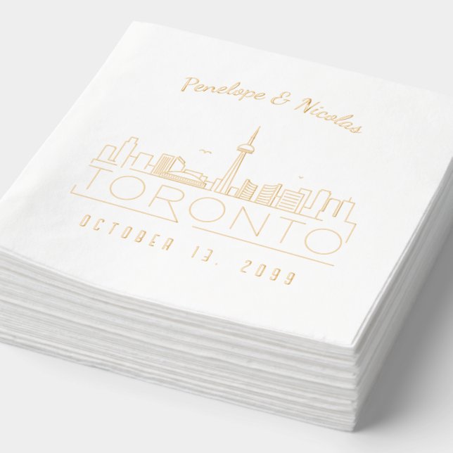 Gold Foil Personalised Toronto Wedding Napkins (Detail)