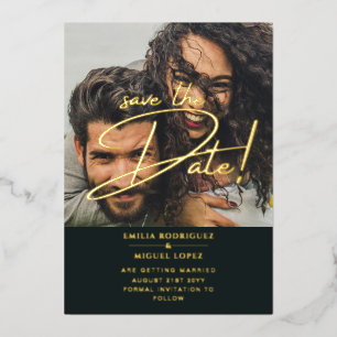 GOLD Foil Photo Overlay Purple Save Date Wedding F