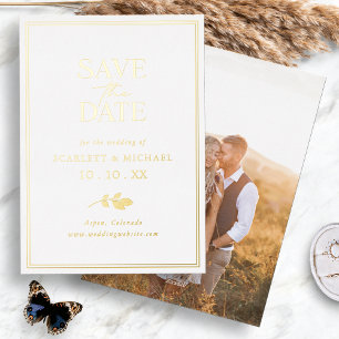Gold Foil Photo Save The Date Invitations