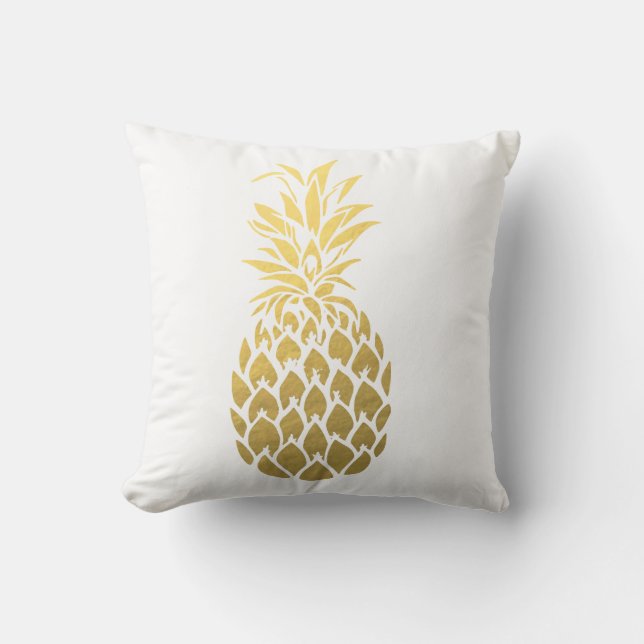 Gold Foil Pineapple Throw Pillow (Front)