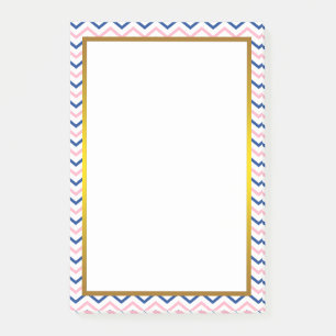 Gold Foil Pink Chevron Zigzag Pattern Post-it Notes