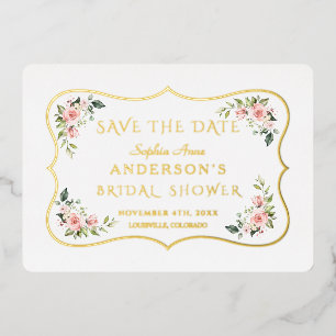 GOLD FOIL Pink Floral Bridal Shower Save The Date