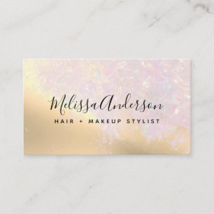Gold Foil Pink Iridescent Calligraphy Business Card