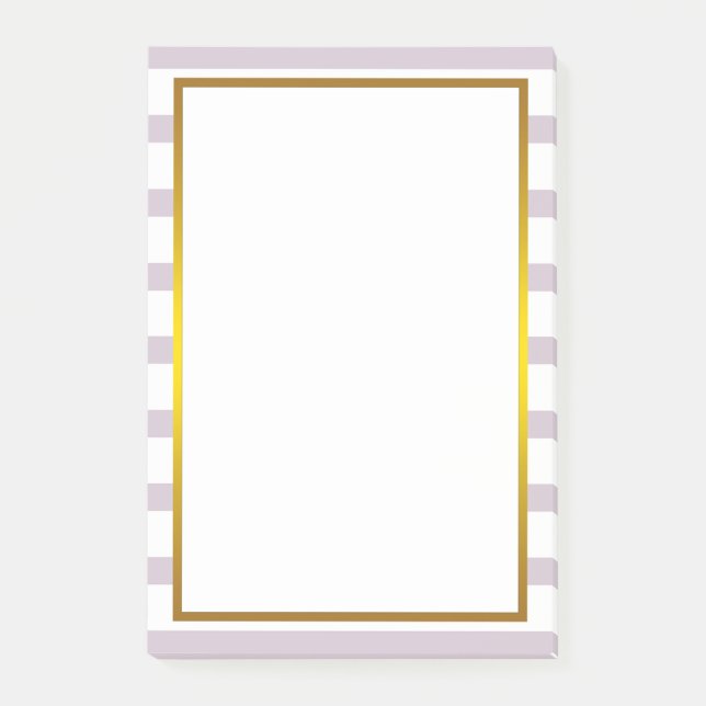 Gold Foil Pink Stripe white clean Post-it Notes (Front)