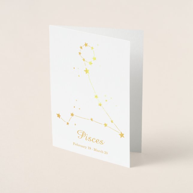 Gold Foil Pisces Zodiac Sign Constellation Foil Card (Front)