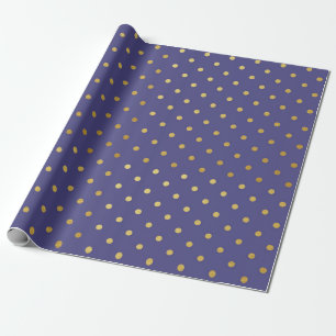 Gold Foil Polka Dots Modern Dark Purple Metallic Wrapping Paper