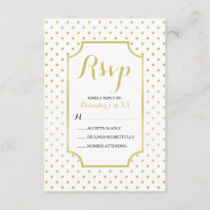 Gold Foil Polka-Dots Modern Wedding RSVP Card