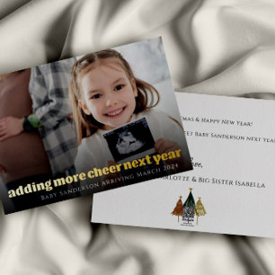 Gold Foil Pregnancy Announcement Christmas Card