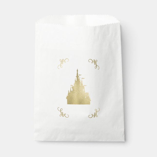 Gold Foil Princess Flag Castle Storybook Party Favour Bag (Front)