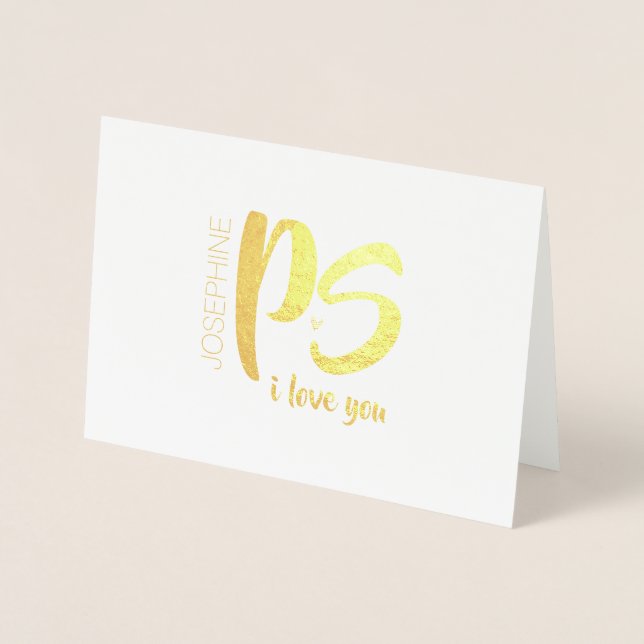 Gold Foil PS. I love You | Valentine's Day Foil Card (Front)