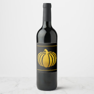 Gold Foil Pumpkin Wine Bottle Label