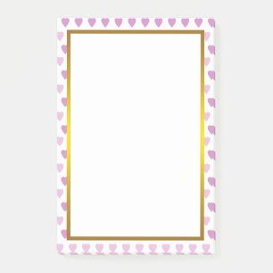 Gold Foil Purple Love Heart Pattern Post-it Notes