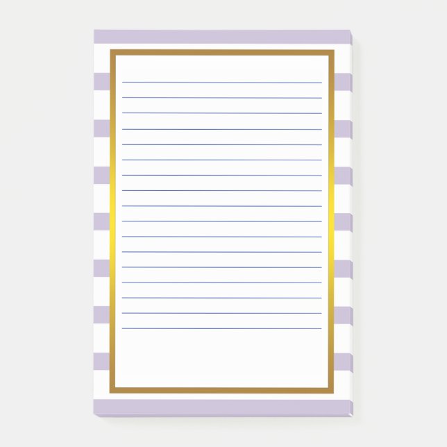 Gold Foil Purple Stripe white Classic Lines Post-it Notes (Front)