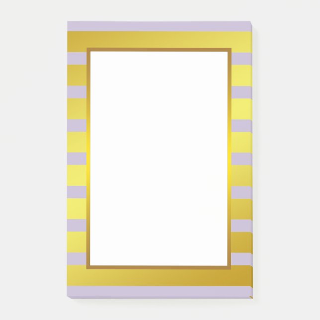 Gold Foil Purple Stripe white clean Post-it Notes (Front)