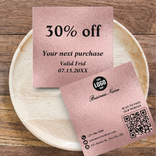 Gold Foil QR Code Loyalty Discount Cards for Beaut