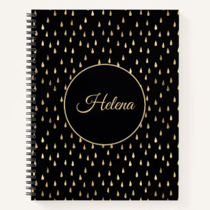 Gold Foil Raindrop Pattern Notebook 